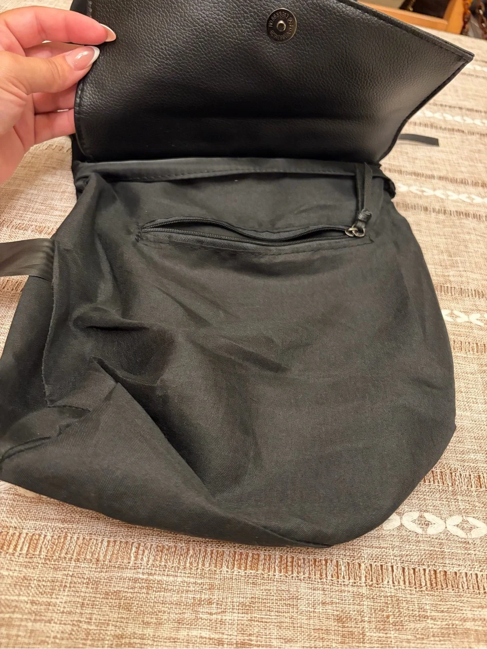 Botkier New York Black Backpack NWOT Nylon Faux Leather Flap Bag